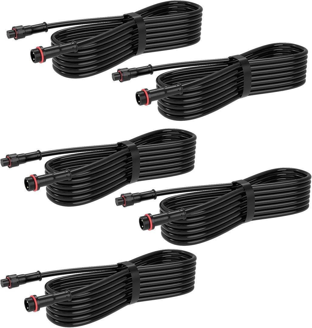 2Pin Extension Cable 9.8FT, Extension Cord for RGBW Color LED Deck Light Strip with Male and Female Connectors - 5Pack