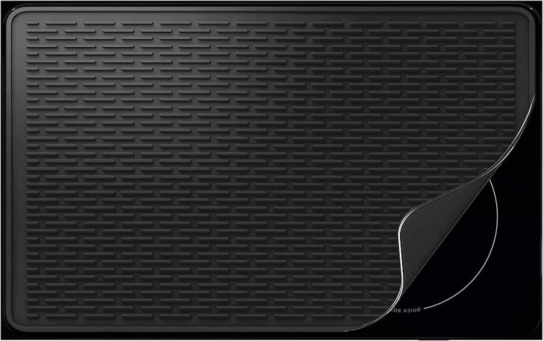 Stove Top Cover for Electric Stove - Silicone Stove Mat for Glass Top, Glass Cooktop Protector, XL Dish Drying Mats For Kitchen,Oven Covers for Electric Stove (Black,36 x 21)