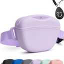 Dog Treat Pouch with Training Clicker, Upgrade Stronger Magnetic Closure to Avoid Spilling, 1.67 Cup Silicone Treat Bag Fanny Pack with Waist Belt for Pet Training Walking (Violet)
