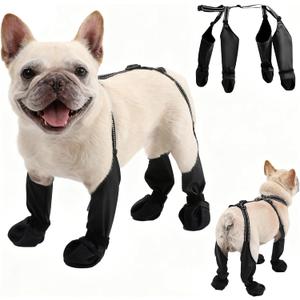 BECEMURU Dog Rain Boots for Small Dogs, Dog Shoes for Hot Pavement, Waterproof Anti-Slip Paw Protector with Adjustable Strap, Keep Paws Clean & Dry During Summer Rain, Perfect for Outdoor Walking (S)