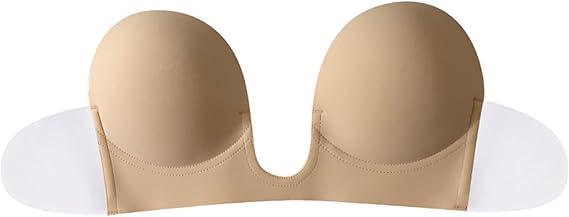 Sticky Bra for Women and Girls Self-adhesive Strapless Bra Plunge Push Up Bra Invisible Push Up Bra-Nipple Covers, Size B
