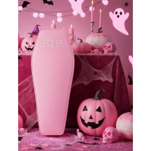Liliful Halloween Cemetery Pop up Coffin with Lid, 60 Inch Collapsible Scary Fake Fabric Coffin Prop Life Size, for Graveyard, Halloween Decoration, Lawn, Party (Pink,Lifelike)