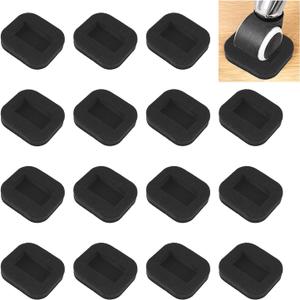 16PCS Felt Furniture Coasters Black Furniture Caster Cups with Felt Bottom for Hardwood Floors Furniture Sliders Floor Protectors Bed Couch Stoppers (Rectangle,55*30*11mm)