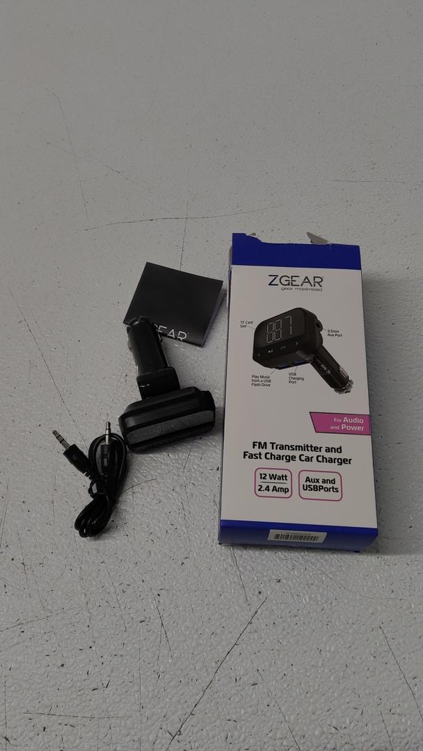 ZGear FM Transmitter and Fast Charging Car Charger 12 watt 2.4 amp Aux & USB Port