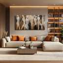 CHUDANHAO Modern Abstract Art White and Brown Figure Artwork for Walls Black Line Canvas Prints for Dining Room Office Home Wall Decor 24x48 Inch
