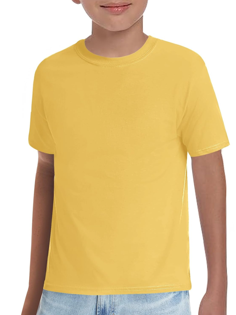 LPNPMEQ6269090 Haloumoning Boys T-Shirts Kids Short Sleeve Crewneck Solid Basic Tees Casual Tops, Size: 9-10 Years