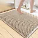Smiry Waffle Bath Mat 36x24, Extra Soft Absorbent Bathroom Rugs, Non Slip Machine Washable Quick Dry Bath Rugs for Bathroom Floor, Tub, Shower, Home Decor Accessories, Brown & Cream