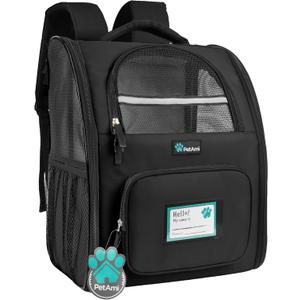 PetAmi Dog Backpack Carrier for Small Large Cat, Pet, Puppy, Ventilated Pet Hiking Backpack Travel Bag, Airline Approved Cat Backpack Carrier, Camping Biking Dog Bag Up to 18lbs Pet, Black