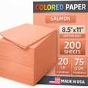 Woodlake Salmon Colored Paper 8.5 x 11 Letter Size, 20 lb 75 GSM Multi-Purpose Printer Paper, 200 Sheets, Jam-Free Copy Paper for Inkjet and Laser Printers, Made in USA