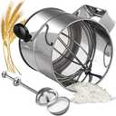 PIQUEBAR Flour Sifter - 8 Cup Fine Mesh Hand Crank Sifter Stainless Steel with Agitator Wire Loop for Baking, Powdered Sugar Duster Set