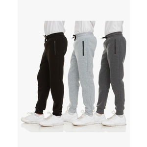 PURE CHAMP 3Pk Boys Sweatpants Fleece Athletic Workout Kids Clothes Boys Joggers with Zipper Pocket and Drawstring, Size XL