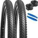 YUNSCM 2-PCS 26" Mountain Bike Tires 26x2.125 57-559 60TPI and 26" Bike Tubes Schrader Valve, Compatible with 26x2.0 26x2.10 26 x 2.125 26x2.15 Bike Bicycle Tires and Tubes (Y-367)