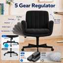 Scevokin Criss Cross Office Chair with Wheels and Arms, Vanity Chair with Back, Comfy Swivel Cross Legged Office Chairs for Ultimate Comfort and Support, Unique Multifunctional Stylish Arms Black