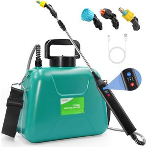1.3 Gallon Battery Powered Garden Sprayer, Cute Electric Sprayer with USB Rechargeable Handle, 3 Mist Nozzles, Retractable Wand, Water Pump Sprayers for Yard, Lawn and Garden (Green)