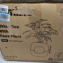 ZOMISIA Hidden Cat Litter Box with Faux Plant, Odor Control Litter Box Enclosure Furniture with Artificial Planter and Scoop, Easy to Assemble and Clean, White & Khaki