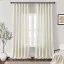 Linen Natrual Semi Sheer Curtains 96 Inches Long for Living Room 2 Panels Boho Neutral Cream Window Curtains for Bedroom Rod Pocket Hook Belt Hooks Privacy Light Filtering Drape 96 Inch Length (Natural)