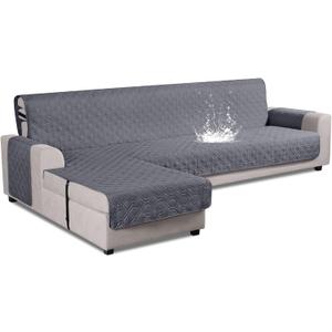 VANSOFY Upgraded Sectional Couch Covers 100% Waterproof L Shaped Sofa Slipcover Reversible Chaise Lounge Cover for Sectional Sofa Furniture Protector Cover for Pets Dog Cat(X-Large, Dark Gray)