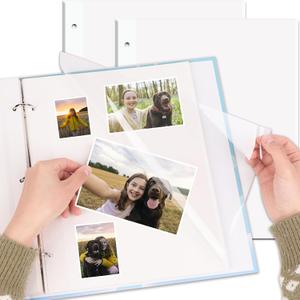 11 x 9 Inch Photo Album Refill Pages,Album Pages for 3 Ring Binder,Photo Album Self Adhesive Pages, for 2x3 4x6 5x7 8x10 Replacement Photo Album Sheets