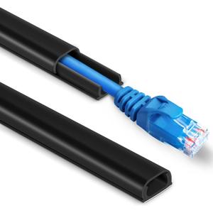 One Cord Cover Wall 153in(9X L17in) - Mini Wire Hider, Wire Cover for Hiding Speaker Wire, Baby Monitor Cord - Paintable Wire Channel for Cable Concealer, W0.5in H0.3in, CMR05 Black (Small)
