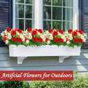 TURNMEON 48 Heads Artificial Flowers for Outdoors, 4 Bunches 17 Inch Dahlia Daisies Mum Fake Flowers UV Resistant Faux Plants Bouquets for Outside Grave Gardens Indoor Home Summer Decor (Red)