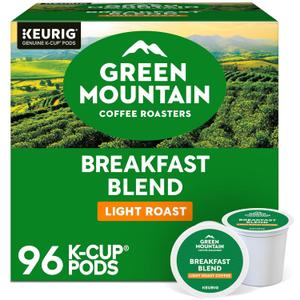 Green Mountain Coffee Roasters Breakfast Blend Single-Serve Keurig K-Cup Pods, Light Roast Coffee, 96 Count