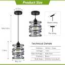 1-Pack Pendant Light Fixtures 6.3Inch Black Spiral Kitchen Island Light Modern Metal Cage Handblown Seeded Glass Ceiling Hanging Light Adjustable Cord for Dining Room Foyer Hallway, E26