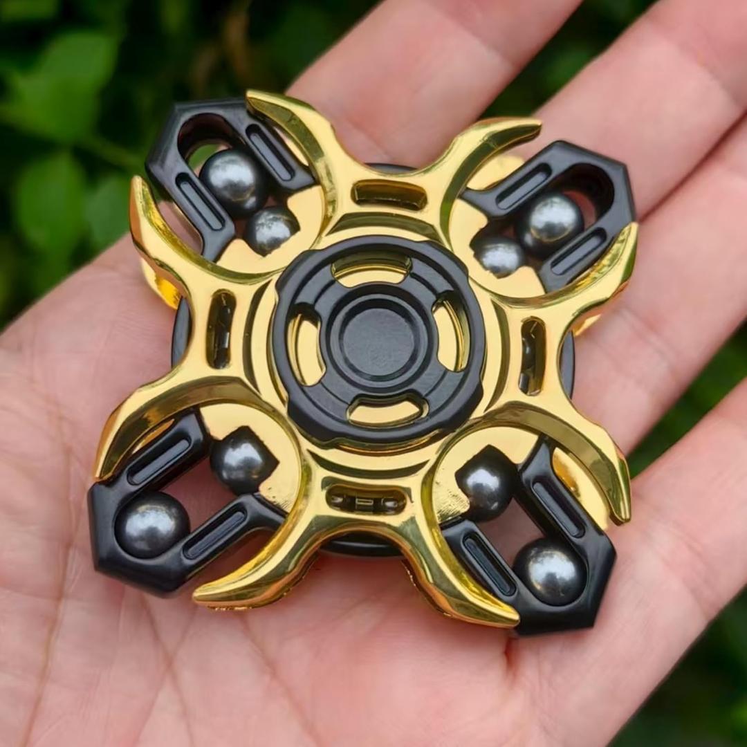 T-Conceal EDC Fidget Sliders Tuning Fork Fingertip Gyroscope Stress Relief Toys for Adults Enhance Concentration and Relaxation Long Spin Time Magnetic Metal Toys (Black Yellow)
