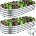 Galvanized Raised Garden Bed, Raised Garden Boxes, 2 Pcs 631ft Outdoor Galvanized Planter Box, Garden Stock Tank Outdoor with Metal Plant Stakes, Garden Beds for Vegetables Planting