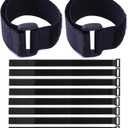 Fastening Hook and Loop Cable Straps,10Pack Black Self-Adhesive Cable Ties,Nylon Securing Straps with Buckles,Adjustable and Reusable Cinch Straps for Cords Organized and Tidy(1" x 31")