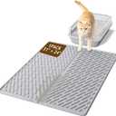 Cat Litter Mat with Grooves & Raised Edge,Urineproof/Waterproof,Litter Scattering Control,Easy to Clean (31 * 24in-Grey-1)