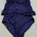 Two Piece Tankini Bathing Suit One Shoulder Swimsuit for Women Tummy Control Swimwear (X-Large, Navy Blue)