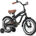 JOYSTAR 12 14 16 Inch Kids Cruiser Bike for Ages 2-7 Years Old Girls & Boys, Kids' Bike with Training Wheels, Coaster Brake, Adjustable Seat & Fenders, Child Bicycles (Black)