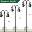 Black Double Shepherds Hook - 67 Inch Adjustable Bird Feeder Pole with 5 Prongs Base - Heavy Duty Rustproof Shepards Hooks for Outdoor Hummingbird Feeder Stand, Solar Lights, Lanterns, Flower Basket