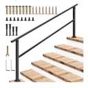 VIVOSUN Outdoor Handrail, 6 Step Stair Handrail, 83" x 36" Fits 1 to 6 Steps, Wrought Mattle Iron Handrail for Concrete Steps, Porch Steps, One-Step Assembly, Black