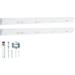 SURAIELEC 2-Pack 36 in Under Cabinet Hardwired Power Strip with GFCI, Trapezoid Aluminum Design, 20A GFCI + 2×20A TR Outlets with USB-A & USB-C, Power Strip for Kitchen, Workshop, ETL Listed, White