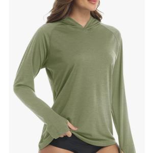 KEFITEVD Womens UPF 50+ Sun Hoodie Shirt Long Sleeve Fishing Hiking Hooded UV Shirts Lightweight Quick Dry Tops. 120
