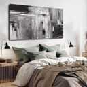 XIANSHOU Abstract Canvas Painting Modern Home Decor Black Art Picture Ready to Hang for Living Room Bedroom Office Wall Decor 20x40 Inch