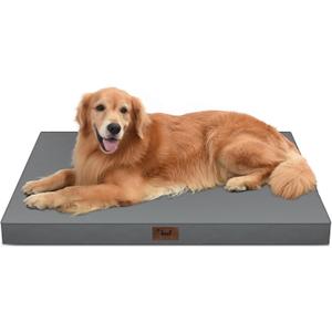 Outdoor Extra Large Dog Bed, Waterproof Dog Bed for Large Dogs, Egg Crate Foam XL Pet Bed with Removable Washable Oxford Cooling Cover, Grey (44.0"L x 32.0"W x 3.5"Th)