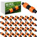 Tujoe 50 Pcs Drip Irrigation Fittings, 5/8 Inch Universal Barbed Locking Connectors for 16-17mm Drip Tape Tubing and Sprinkler System, Durable Line Coupling Irrigation Tools