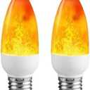 LED Flame Effect Light Bulbs,3 Modes E26 Chandelier Base Flickering Candle Fire Light Bulb for Halloween, Christmas, Party, Porch, Indoor&Outdoor Home Decoration (2 Pack)