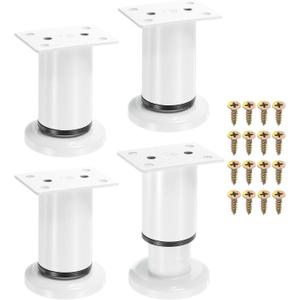 uxcell 4 Pcs 3.15-4.73 Inch Adjustable Height Table Legs, Carbon Steel Bed Legs Replacement, Adjustable Furniture Feet for Bed Cabinet Chair, White