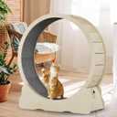 Cat Exercise Wheel for Indoor Cats, Cat Running Wheel with TPE Silent Roller, Cat Treadmill Wheel, Cat Rotating Wheel Weight Loss Device with Replaceable Pads, Nature Wood