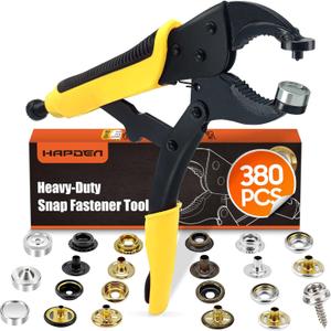 Heavy Duty Snap Fastener Tool, Snap Setter Tool with 100 Sets 4 Color Boat Cover Snaps, Snap Repair Kit, Repairing Boat Covers, Canvas, Fabric, Tarps (Yellow)