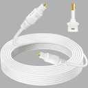 90 Degree Optical Audio Cable 30 feet, Slim Digital Audio Optical Cable, 360 Degree Right Angle Fiber Optic Toslink Cable, Compatible with Sound Bar, TV, Samsung, Vizio, Bose, LG, Sony, Sonos