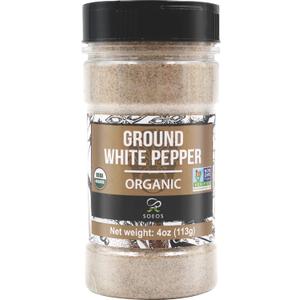 Soeos Organic White Pepper Ground, 4 Ounce, Non-GMO, Freshly Peppercorn Powder Bulk, Packed To Keep Peppers Fresh, Ground White Pepper (EXP 06/08/26)