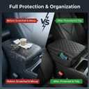 Center Console Armrest Cover Compatible with Ford Bronco Accessories 2021 2022 2023 2024 2025 2/4-Door with Leather Side Pockets Interior Accessories Prevent Scratching