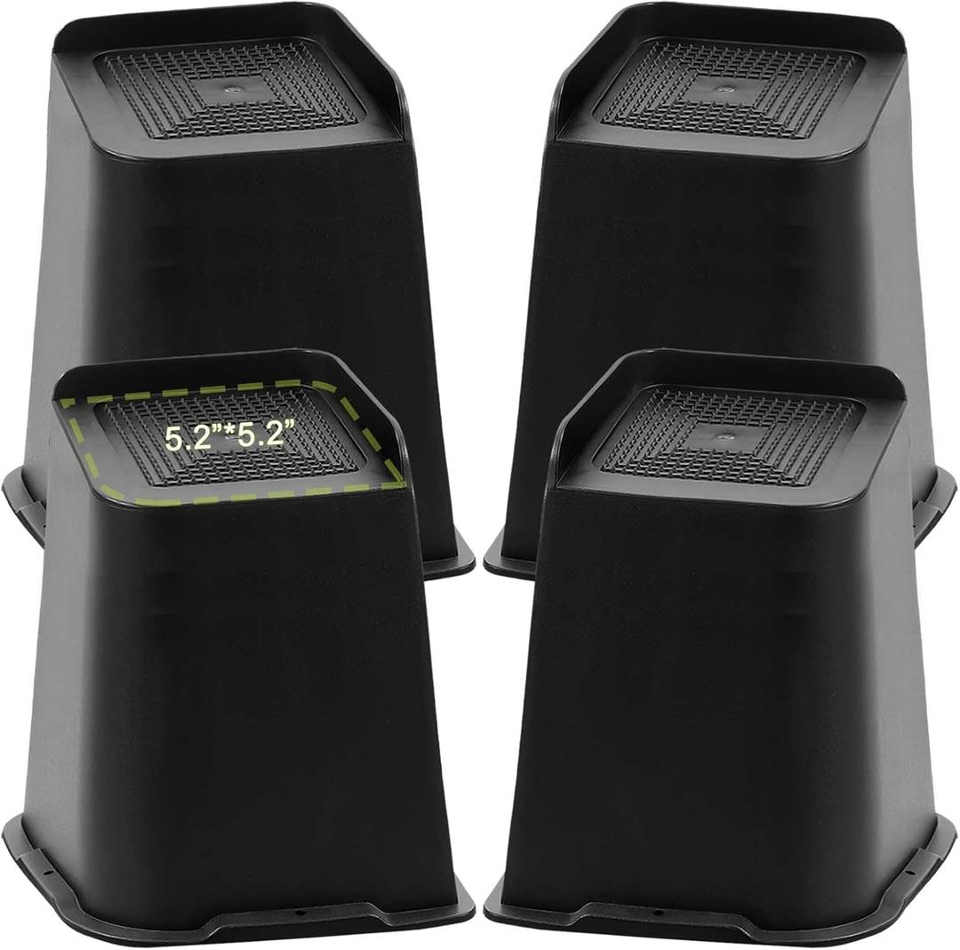 Bed Risers 2 inch, 3 inch, 4 inch, 6 inch, 8 inch Heavy Duty, Oversized Furniture Riser for Couch Sofa Table Chair Leg Frame Dorm, Support up to 6000 Lbs (Black 4 Pack, 8 inch)