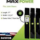 Maxpower 561812B Set of 3, 3-N-1 Blades for 48" Cut John Deere, Replaces AM137757, AM141035, GX21784, GY20852, Black