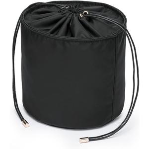 Tall Purse Organizer Insert Womens Canvas Round Handbag Organizer Storage,Handbag Purse Organizer Round Cosmetic Pouch Bag Bucket Makeup Bag (Black-Nylon)