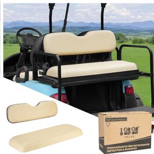 Universal Golf Cart Rear Seat Replacement Cushions, 4-person Back Seat Cushion for Golf Cart, Upgraded Replacement Seats Fits EZGO, Club Car, Yamaha (Buff)